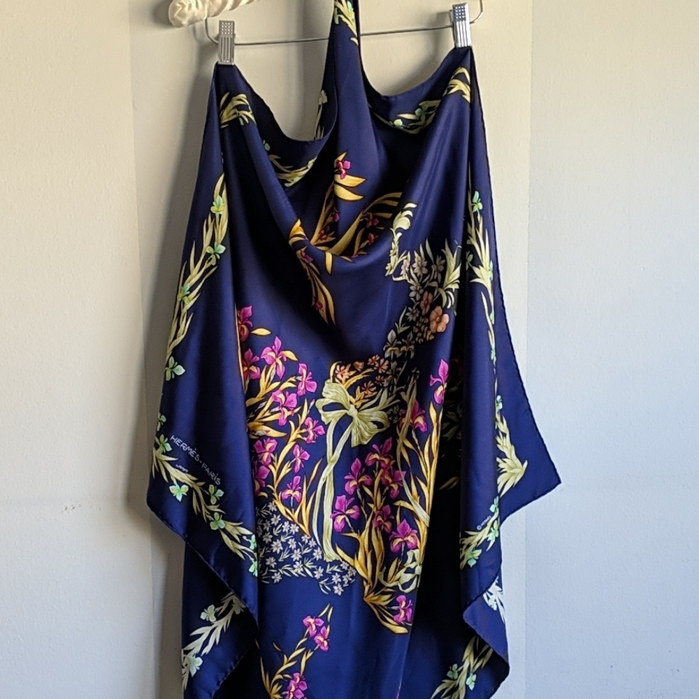 Hermes horse patterned silk scarf
